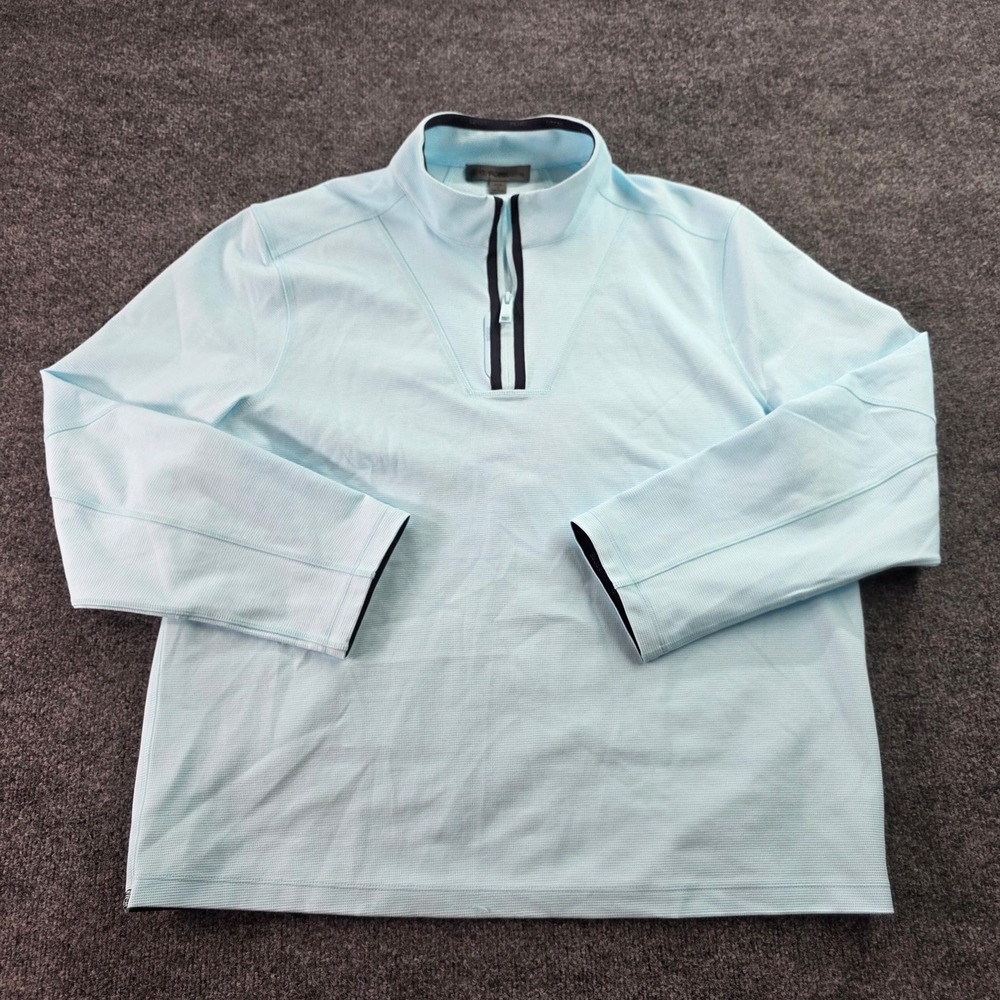 G/FORE Golf Pullover 1/4 Zip Waffle Knit Performance Sweater XL Light Blue Mens